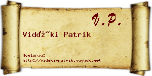 Vidéki Patrik névjegykártya