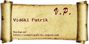 Vidéki Patrik névjegykártya